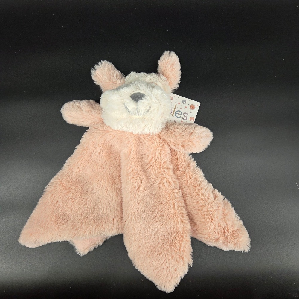Miles The Happy Pup Pink Beige Plush Security Blanket Lovey Toy Baby Kids